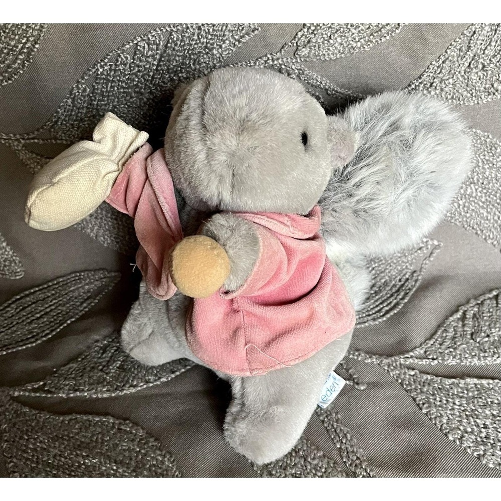 Beatrix Potter 100 Timmy Tiptoes Gray Squirrel Plush Stuffed Toy Eden Coat Bag